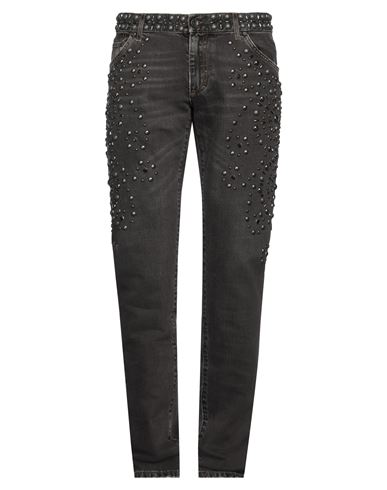 Dolce & Gabbana Man Jeans Lead Size 32 Cotton, Metal, Polyester, Calfskin In Grey
