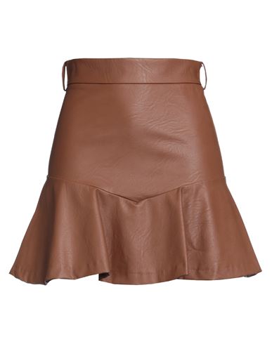 Nora Barth Woman Mini Skirt Brown Size 8 Polyester
