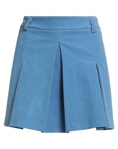 Haveone Woman Mini Skirt Light Blue Size S Cotton, Elastane