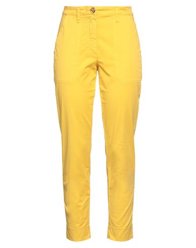 Manila Grace Woman Pants Ocher Size 6 Cotton, Elastane In Yellow