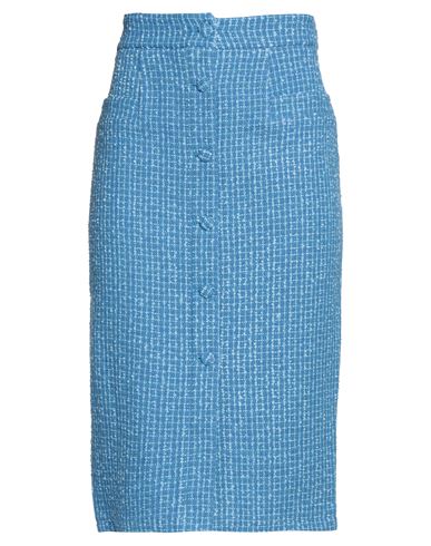 Pinko Woman Midi Skirt Azure Size 10 Cotton, Acrylic, Polyamide In Blue