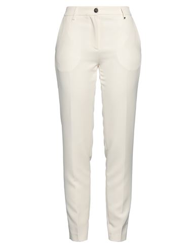 Happy25 Woman Pants Ivory Size 10 Polyester, Elastane In White