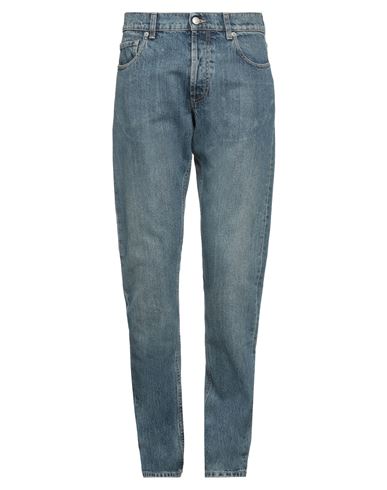 Alexander Mcqueen Man Jeans Blue Size 34 Cotton, Polyester, Calfskin