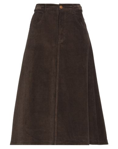 4.10 Woman Midi Skirt Dark Brown Size M Cotton, Elastane