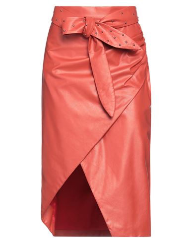 Gaelle Paris Gaëlle Paris Woman Midi Skirt Brick Red Size 4 Polyurethane, Viscose