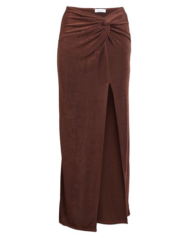 Topshop Woman Maxi Skirt Brown Size 10 Polyester, Elastane