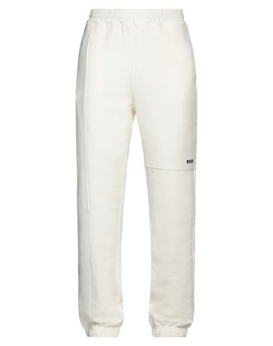 Msgm Man Pants Ivory Size Xxl Organic Cotton In White