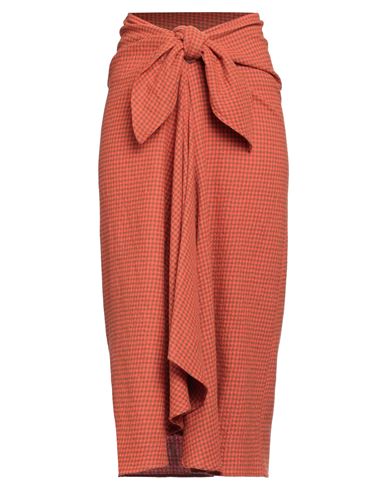 Alysi Woman Long Skirt Orange Size 6 Virgin Wool