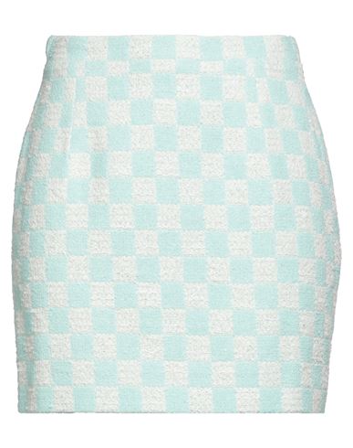 Alessandra Rich Woman Mini Skirt Sky Blue Size 8 Cotton, Polyamide, Polyester, Viscose, Acrylic