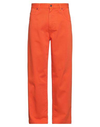 Msgm Man Denim Pants Orange Size 32 Cotton