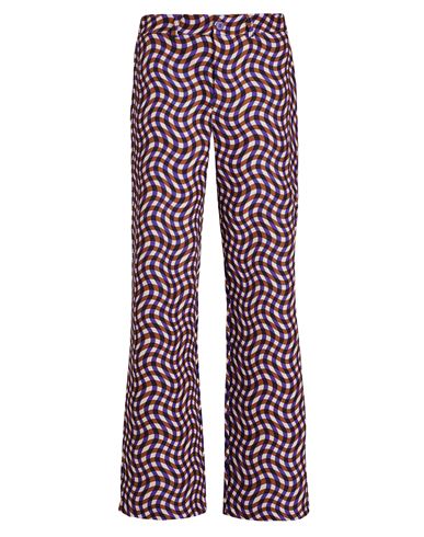 8 By Yoox Printed Straight Leg Pants Woman Pants Brown Size 12 Polyester, Elastane