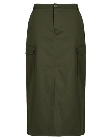8 By Yoox Cotton Cargo Midi Skirt Woman Midi Skirt Dark Green Size 8 Cotton, Elastane