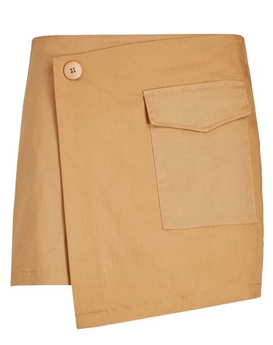 8 By Yoox Cotton Wrap Mini Skirt Woman Mini Skirt Camel Size 12 Cotton, Elastane In Beige