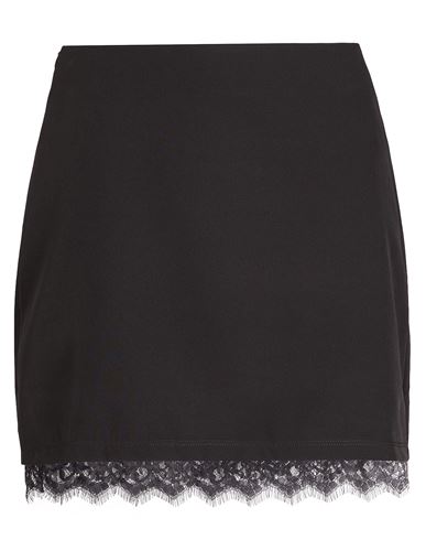 8 By Yoox Lace-trim Mini Skirt Woman Mini Skirt Black Size 10 Polyester, Elastane