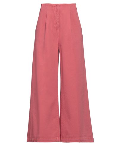 Solotre Woman Denim Pants Coral Size 4 Cotton In Red