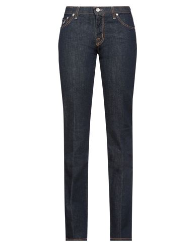 Jacob Cohёn Woman Denim Pants Blue Size 32 Cotton, Elastane, Soft Leather In Blue