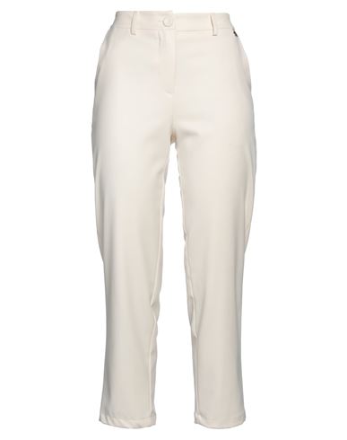 Souvenir Woman Pants Cream Size L Polyester, Rayon, Elastane In White