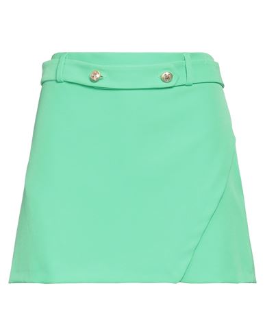 Vicolo Woman Mini Skirt Green Size L Polyester, Elastane