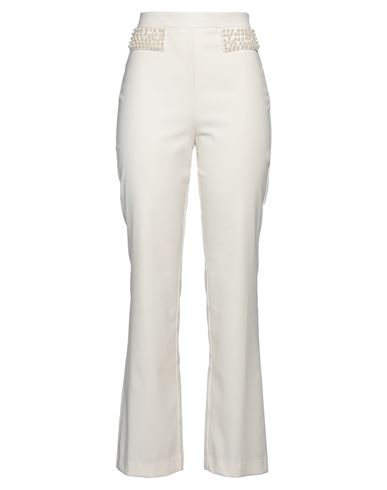 Vicolo Woman Pants Ivory Size L Polyester, Viscose, Elastane In White