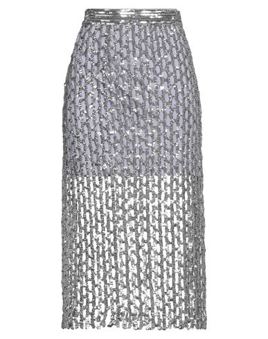 Msgm Woman Midi Skirt Silver Size 4 Polyamide, Elastane, Synthetic Fibers