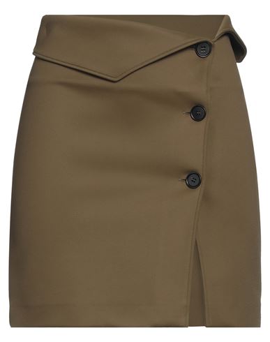 Msgm Woman Mini Skirt Military Green Size 8 Polyamide, Elastane