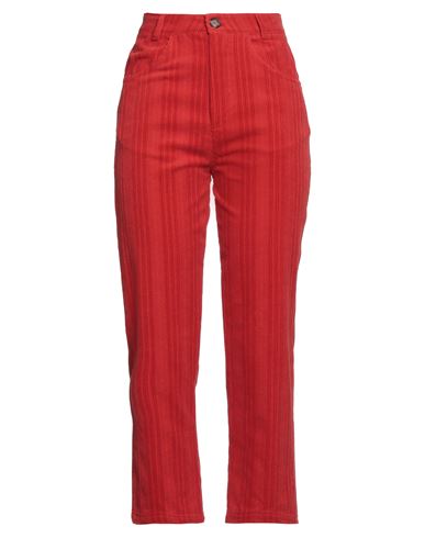 Shop Tela Woman Pants Red Size 6 Cotton