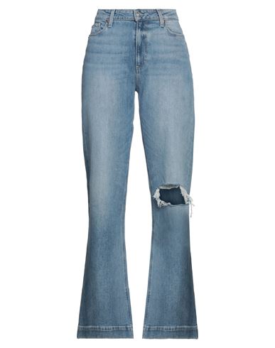 PAIGE PAIGE WOMAN JEANS BLUE SIZE 30W-32L COTTON, ELASTANE 