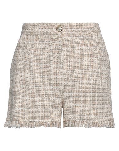 Pinko Woman Shorts & Bermuda Shorts Sand Size 10 Cotton, Polyester, Acrylic, Metallic Fiber, Viscose In Beige