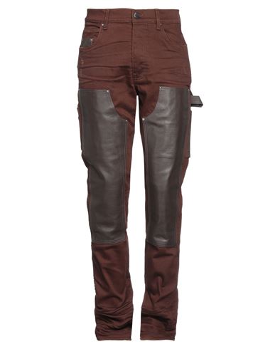Amiri Man Jeans Brown Size 32 Cotton, Elastomultiester, Elastane, Bovine Leather