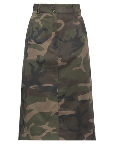 Shirtaporter Woman Midi Skirt Military Green Size 8 Cotton, Elastane
