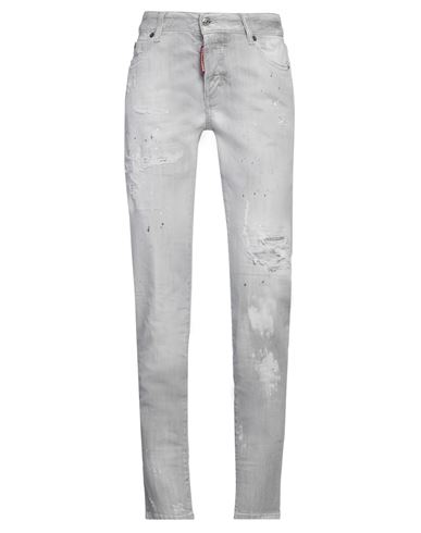 Dsquared2 Woman Jeans Light Grey Size 10 Cotton, Elastomultiester, Elastane, Bovine Leather