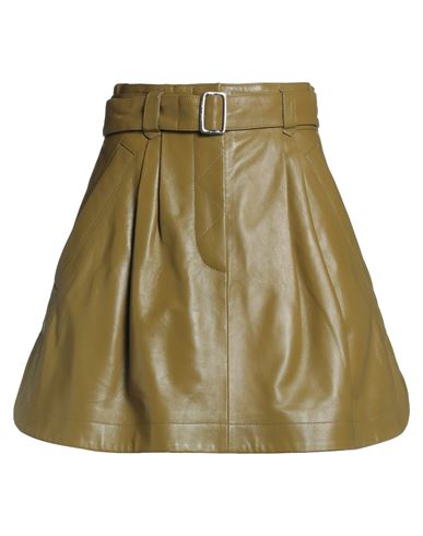 Alberta Ferretti Woman Mini Skirt Khaki Size 10 Sheepskin In Gray