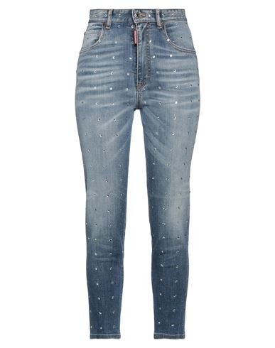 Dsquared2 Woman Jeans Blue Size 8 Cotton, Elastomultiester, Elastane, Polyester, Glass