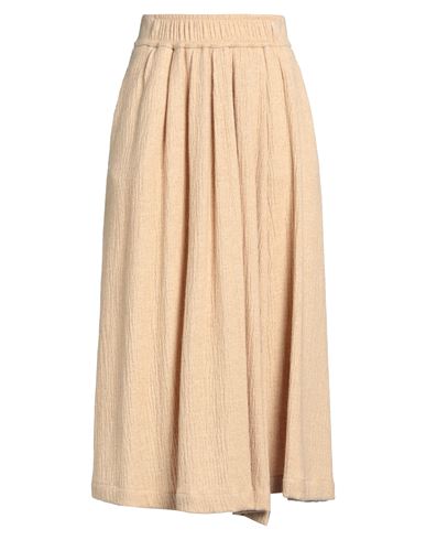 Shop Momoní Woman Midi Skirt Sand Size 2 Virgin Wool, Polyester, Viscose, Polyamide, Elastane In Beige