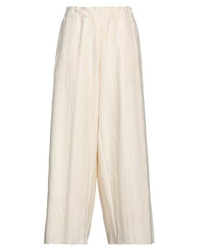 Collection Privèe Collection Privēe? Woman Pants Ivory Size 8 Polyester, Rayon, Elastic Fibres In White