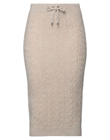 Brunello Cucinelli Woman Midi Skirt Beige Size M Mohair Wool, Polyamide, Wool, Metallic Fiber
