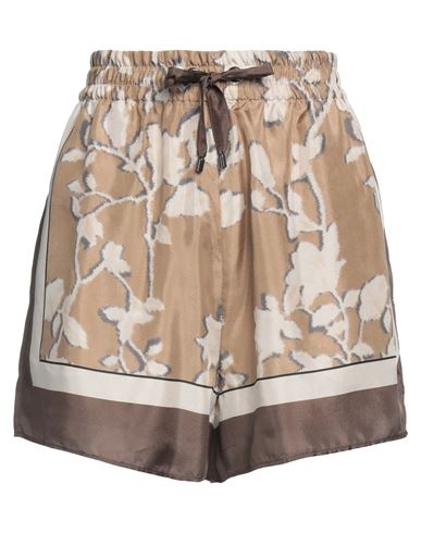 Shop Brunello Cucinelli Woman Shorts & Bermuda Shorts Khaki Size 4 Silk In Beige
