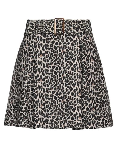 1-one Woman Mini Skirt Beige Size 6 Polyester, Elastane