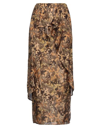 Lardini Woman Long Skirt Military Green Size 8 Silk
