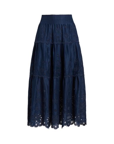 Polo Ralph Lauren Eyelet-embroidered Tiered Linen Skirt In Navy Blue