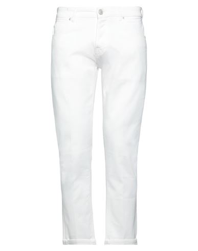 Pt Torino Man Denim Pants White Size 34 Cotton, Elastane