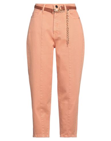 Siste's Woman Jeans Apricot Size 6 Cotton, Elastane In Orange