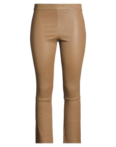 Theory Woman Pants Light Brown Size 10 Lambskin In Neutral