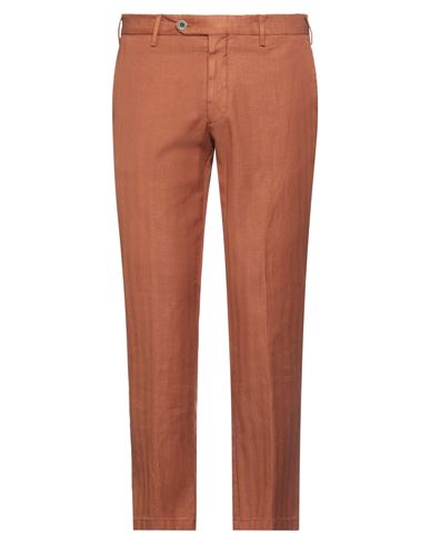 Shop Lardini Man Pants Tan Size 38 Cotton, Linen, Elastane In Brown
