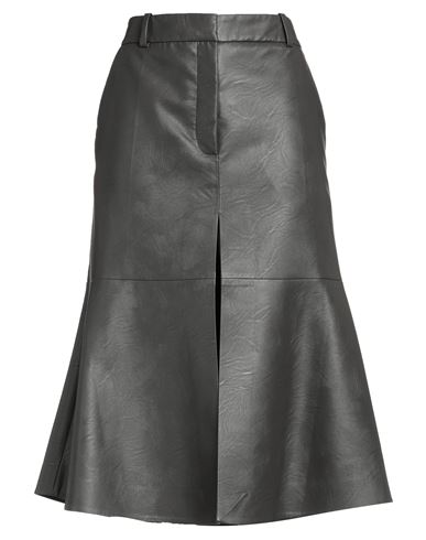 Stella Mccartney Woman Midi Skirt Lead Size 4-6 Viscose, Polyurethane Coated In Grey