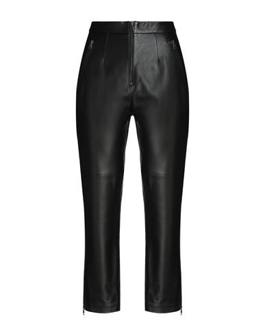 8 By Yoox Leather Pants W/ Zip-fastening Woman Pants Black Size 10 Lambskin