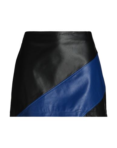 8 By Yoox Leather Color-block Mini Skirt Woman Mini Skirt Black Size 12 Lambskin