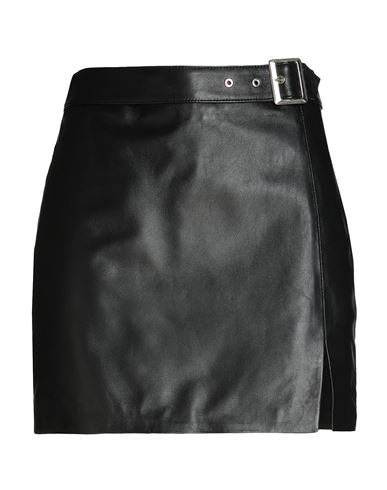 8 By Yoox Leather Mini Skirt Woman Mini Skirt Black Size 12 Lambskin