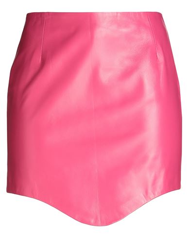 8 By Yoox Leather Shaped Skirt Woman Mini Skirt Magenta Size 12 Lambskin