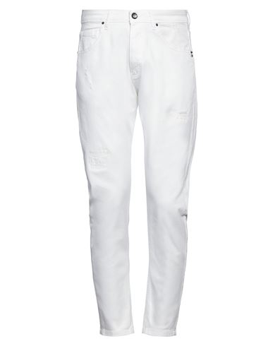 TAKE-TWO TAKE-TWO MAN DENIM PANTS WHITE SIZE 33 COTTON, ELASTANE